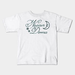 Nessun dorma with moon and stars - turquoise glow Kids T-Shirt